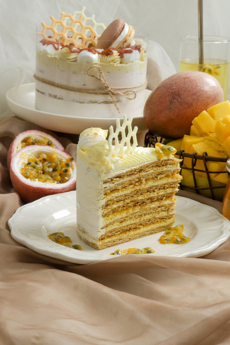 Mango Passionfruit 6" Honey Layer Cake