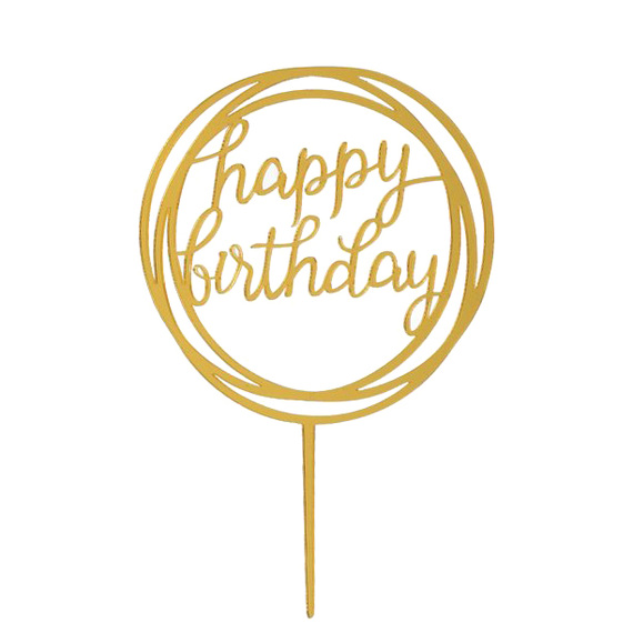 Luxurious Gold - Happy Birthday Cake Topper