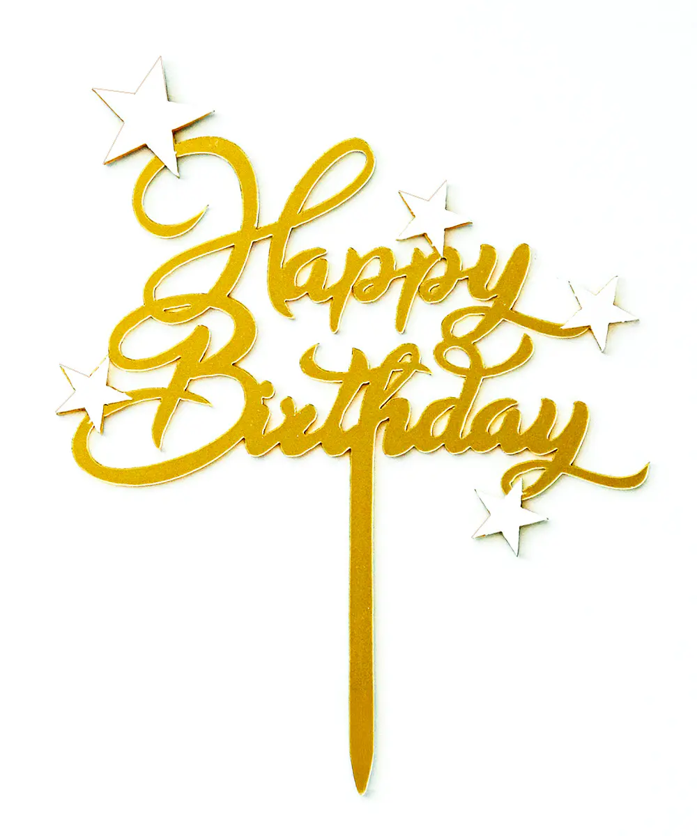 Luxurious Gold - Happy Birthday Cake Topper